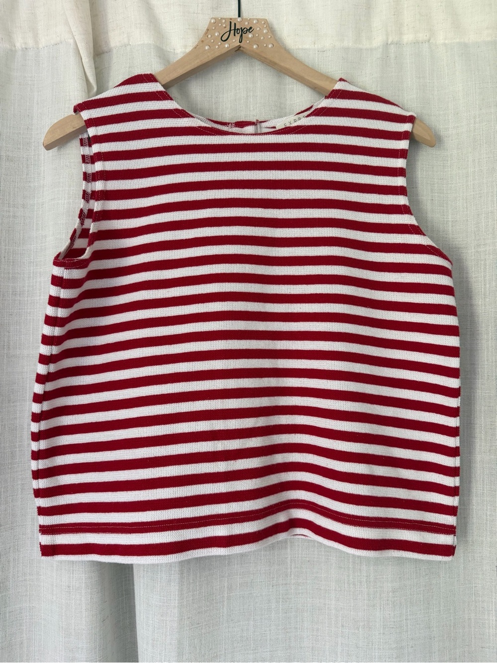 Express Red & White Striped Sleeveless Knit Tank
